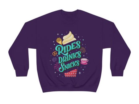 Rides, Drinks, Snacks - Adult Crewneck Sweatshirt For Sale