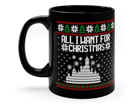 All I Want for Christmas Disneyland Ugly Sweater Black Mug Online Sale