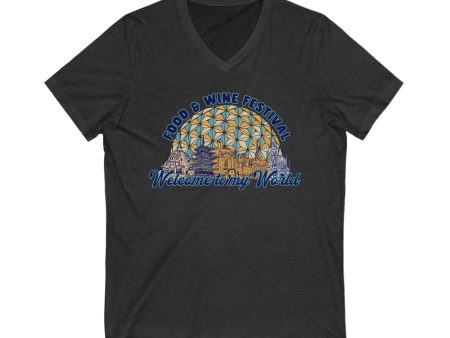 Welcome to my World EPCOT Food & Wine Festival Unisex Short Sleeve V-Neck Tee Cheap