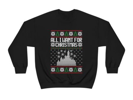 Disneyland Ugly Sweater All I Want for Christmas - Adult Crewneck Sweatshirt For Discount