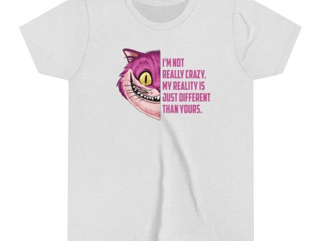 Cheshire Cat Quote - I m Not Really Crazy - Youth Short Sleeve Tee Shirt Discount