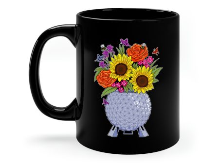 EPCOT Spaceship Earth Flowers Black Mug Cheap